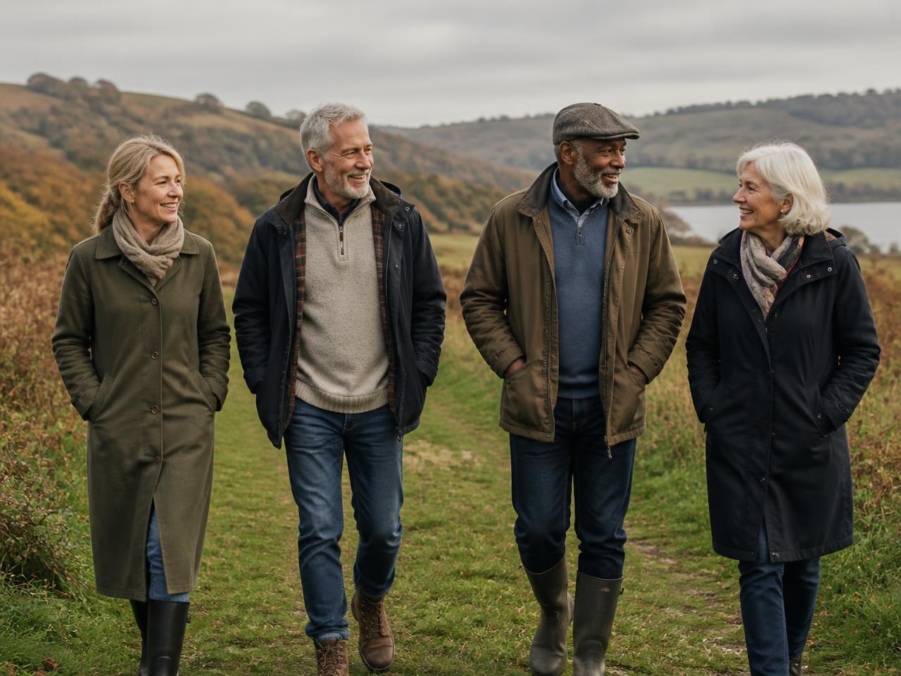 Members walking together in the countryside